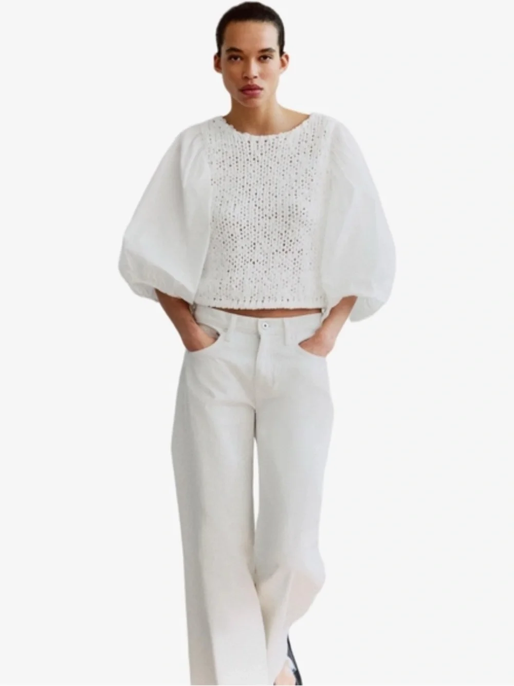 Zara Small Combination Knit Blouse